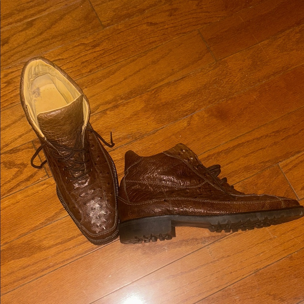 Men's Brown Leather Lace-Up Casual Boots